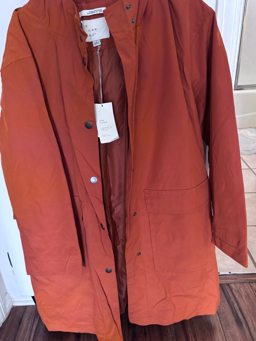 a new day Rust Orange Hooded Trench Coat
